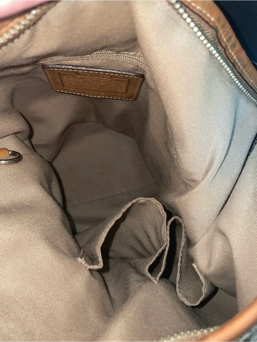 Vintage  Y2K Coach Brown Signature Canvas Hobo Bag with Leather Trim